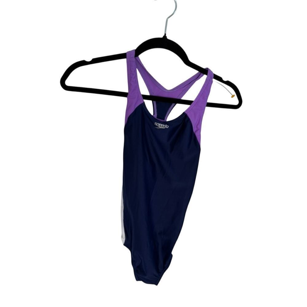 Speedo Girl’s One Piece Swimsuit Size 16 Sweet Taro Infinity Splice NWOT
